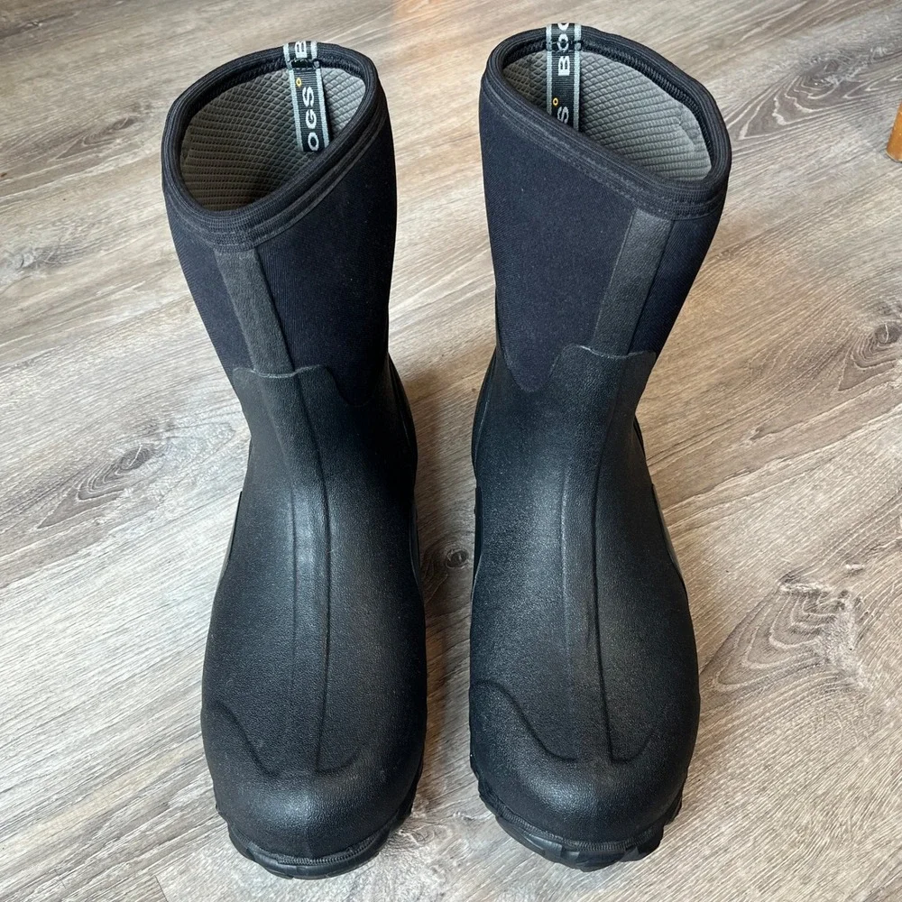 NEW! Bogs Classic Mid Mens 15 Black Waterproof Insulated Work Boots 61142-001